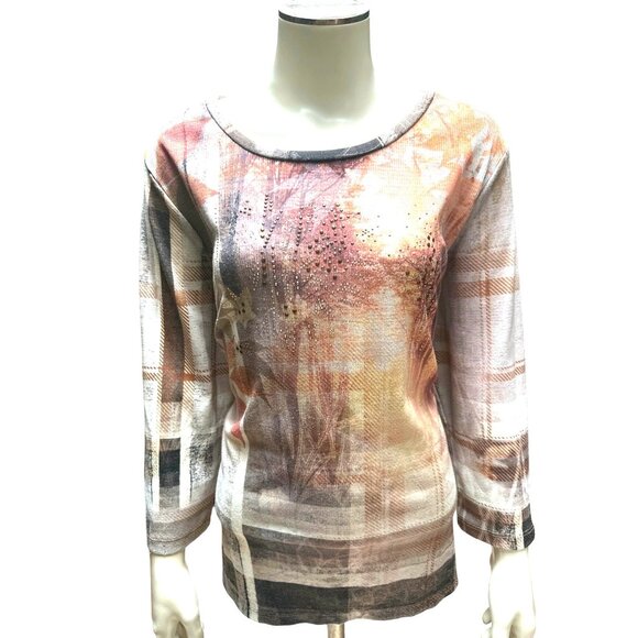 Christopher & Banks Extra LG Fall Scene Rhinestone Embellished Long Sleeve Top - Picture 2 of 10